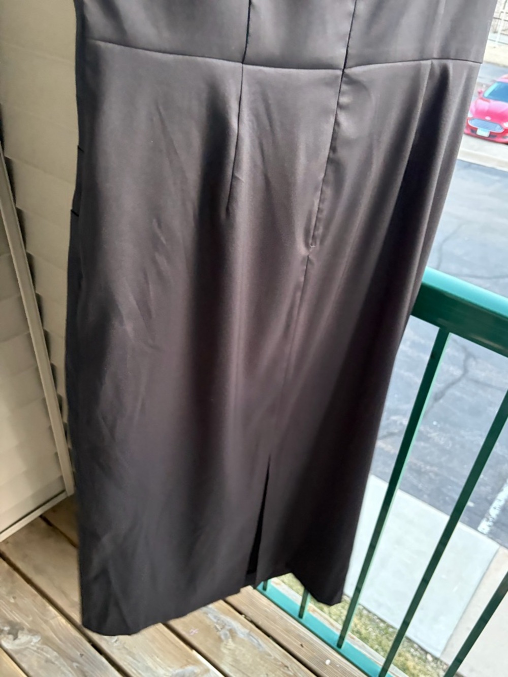 🆕✨ Aidan Mattox Adrianna Papell Black Satin Sheath Dress Midi Size 16 Classic - Picture 8 of 17